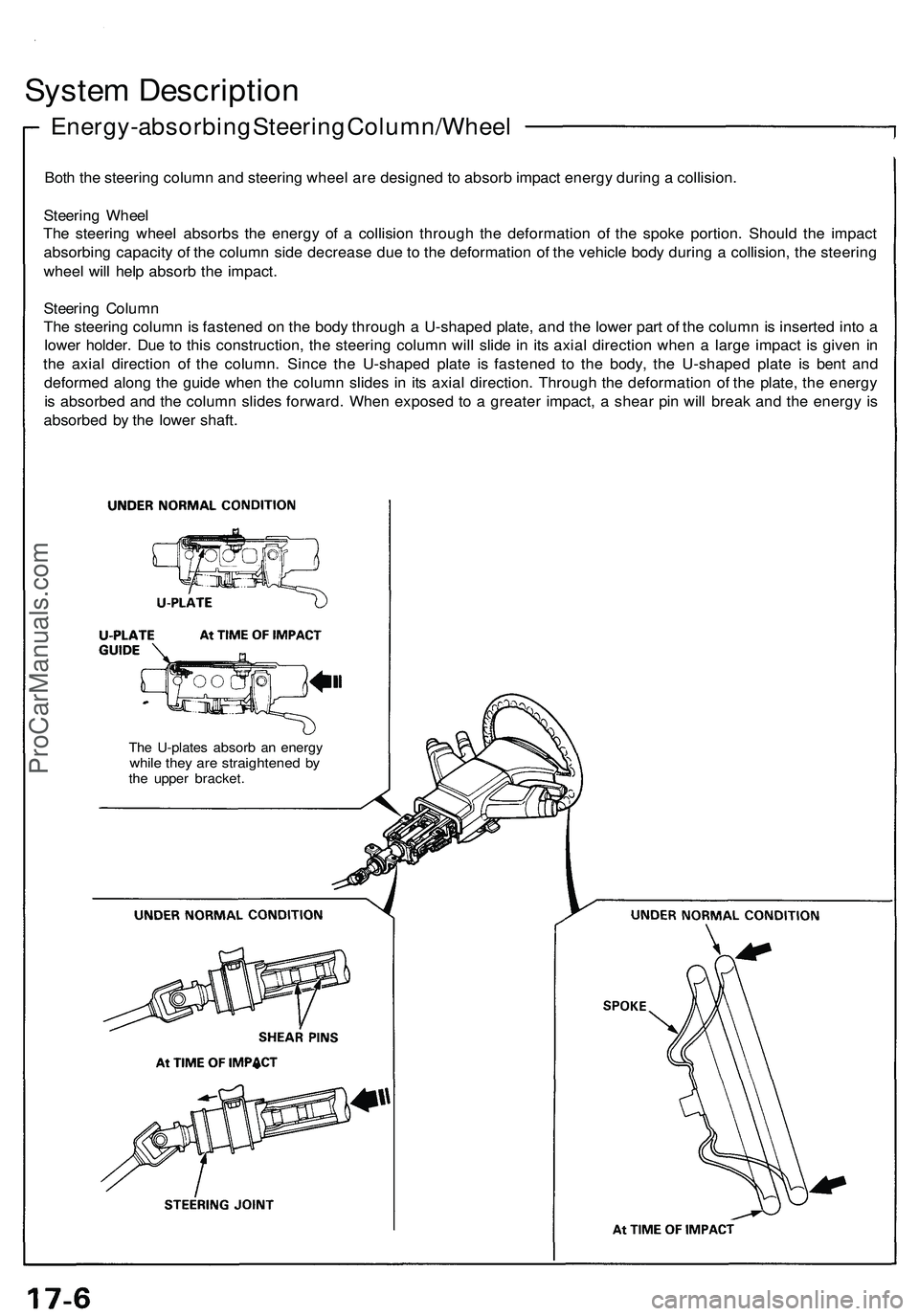 ACURA NSX 1997 Service Repair Manual System Descriptio n
Energy-absorbin g Steerin g Column/Whee l
Both th e steerin g colum n an d steerin g whee l ar e designe d to absor b impac t energ y durin g a collision .
Steerin g Whee l
Th e ACURA NSX 1997 Service Repair Manual System Descriptio n
Energy-absorbin g Steerin g Column/Whee l
Both th e steerin g colum n an d steerin g whee l ar e designe d to absor b impac t energ y durin g a collision .
Steerin g Whee l
Th e