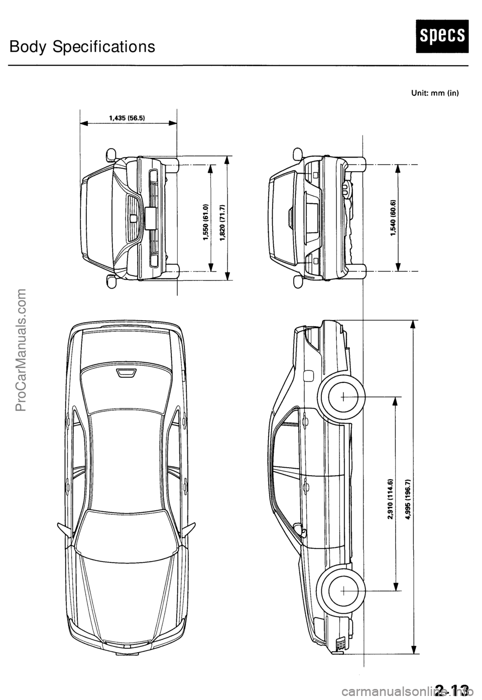 ACURA RL KA9 1996  Service User Guide Body Specification s
ProCarManuals.com 