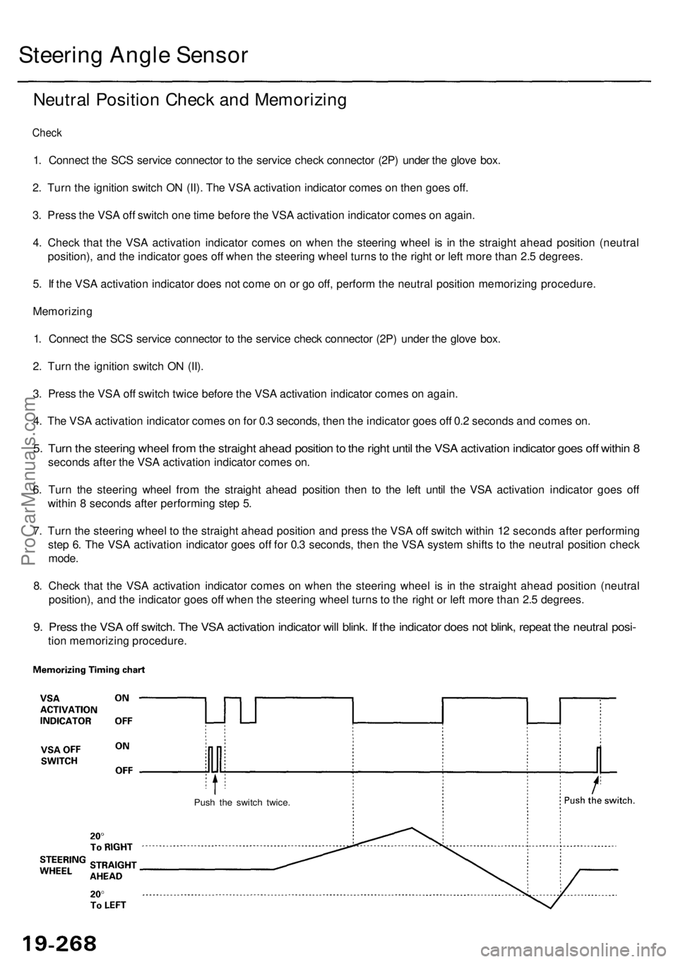 ACURA RL KA9 1996  Service Repair Manual Steering Angl e Senso r
Neutral Positio n Chec k an d Memorizin g
Check
1. Connec t th e SC S servic e connecto r t o  th e servic e chec k connecto r (2P ) unde r th e glov e box .
2 . Tur n th e ign