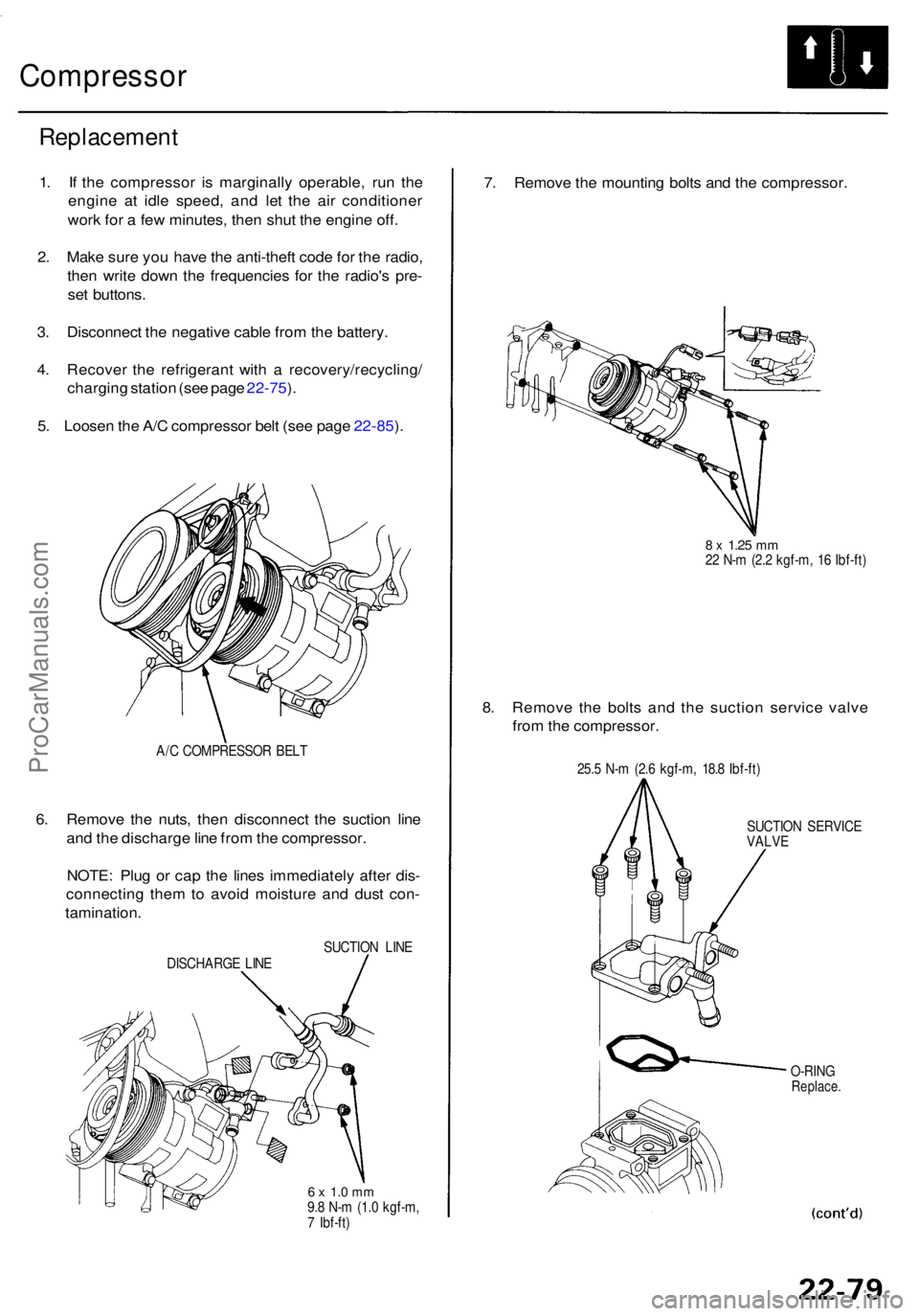 ACURA RL KA9 1996  Service Repair Manual Compressor
Replacemen t
1. I f th e compresso r i s marginall y operable , ru n th e
engin e a t idl e speed , an d le t th e ai r conditione r
wor k fo r a  fe w minutes , the n shu t th e engine  of