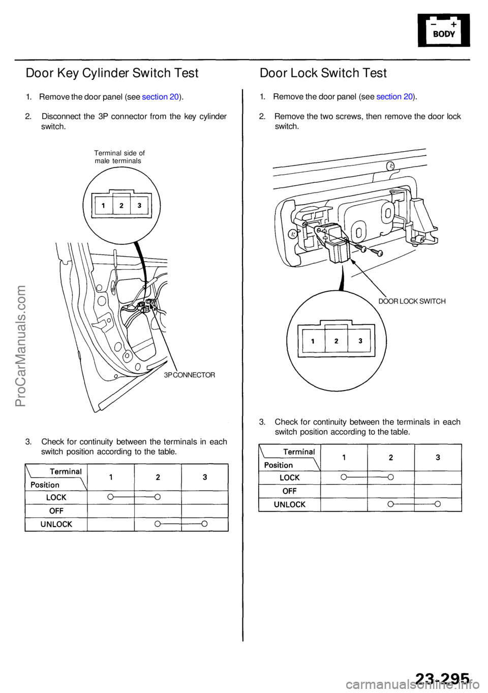 ACURA RL KA9 1996 Service Repair Manual 3. Chec k fo r continuit y betwee n th e terminal s i n eac h
switc h positio n accordin g t o th e table . 3
. Chec k fo r continuit y betwee n th e terminal s i n eac h
switc h positio n accordin g ACURA RL KA9 1996 Service Repair Manual 3. Chec k fo r continuit y betwee n th e terminal s i n eac h
switc h positio n accordin g t o th e table . 3
. Chec k fo r continuit y betwee n th e terminal s i n eac h
switc h positio n accordin g