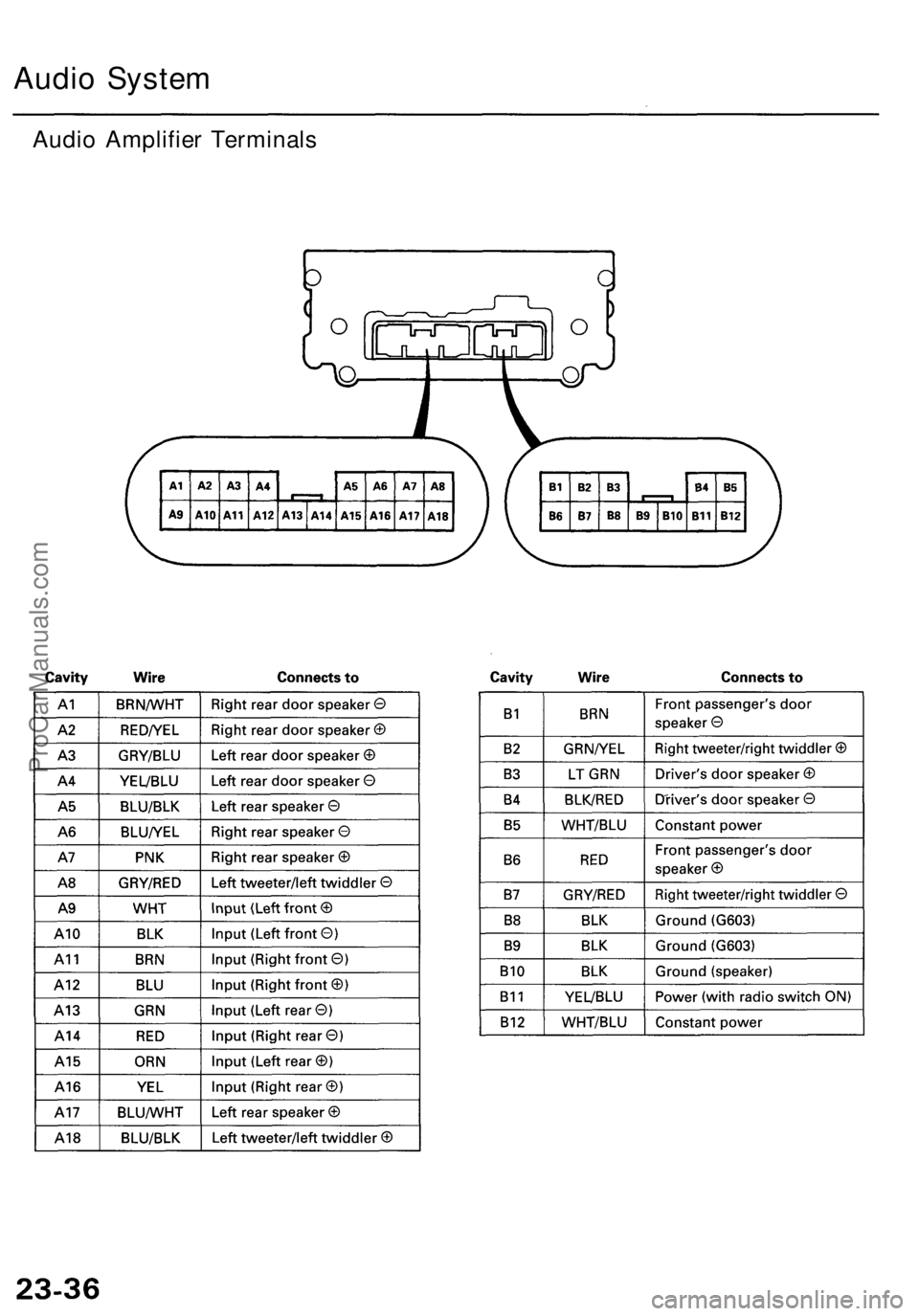 ACURA RL KA9 1996  Service Repair Manual 
Audio System

Audio Amplifier TerminalsProCarManuals.com 
