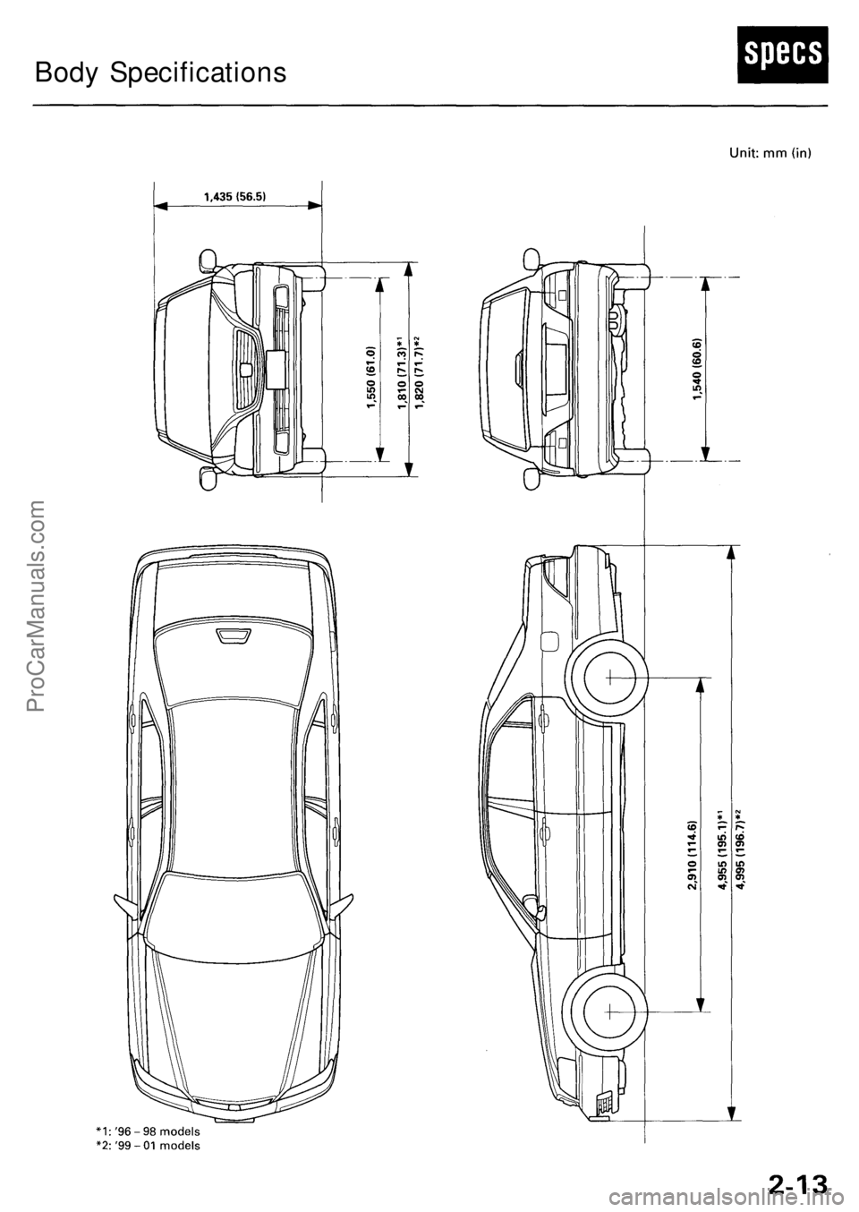 ACURA RL KA9 1996 Service Repair Manual
Body SpecificationsProCarManuals.com ACURA RL KA9 1996 Service Repair Manual
Body SpecificationsProCarManuals.com