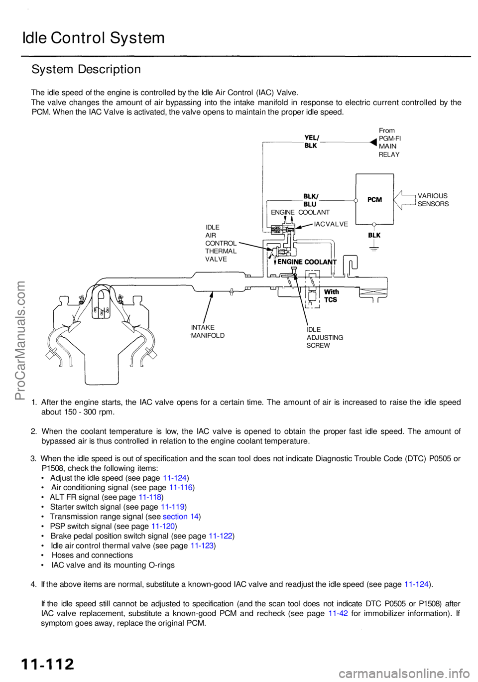 ACURA RL KA9 1996 Service Repair Manual Idle Contro l Syste m
System Descriptio n
The idl e spee d o f th e engin e is controlle d b y th e Idl e Ai r Contro l (IAC ) Valve .
Th e valv e change s th e amoun t o f ai r bypassin g int o th e ACURA RL KA9 1996 Service Repair Manual Idle Contro l Syste m
System Descriptio n
The idl e spee d o f th e engin e is controlle d b y th e Idl e Ai r Contro l (IAC ) Valve .
Th e valv e change s th e amoun t o f ai r bypassin g int o th e