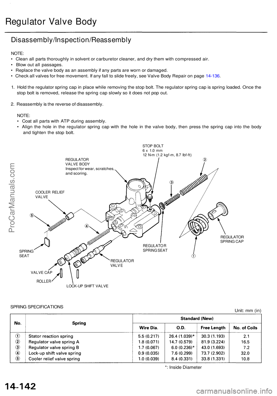 ACURA RL KA9 1996  Service Repair Manual Regulator Valv e Bod y
Disassembly/Inspection/Reassembl y
NOTE:
• Clea n al l part s thoroughl y i n  solven t o r carbureto r cleaner , an d dr y the m wit h compresse d air .
•  Blo w ou t al l 