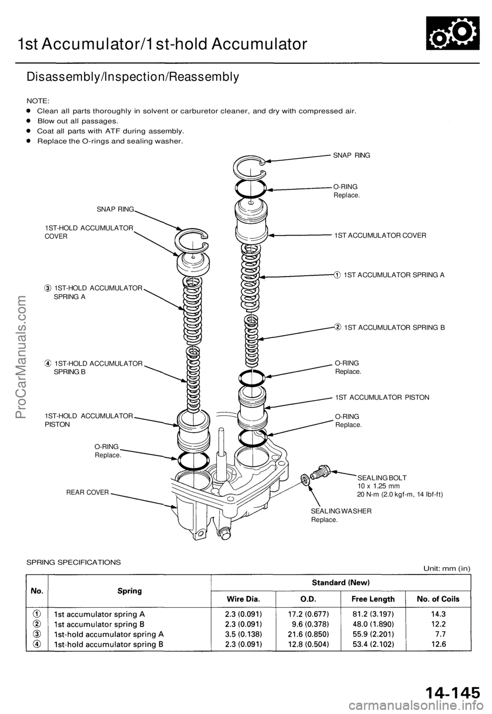 ACURA TL 1995 Service Repair Manual 1st Accumulator/ 1 st-hol d Accumulato r
Disassembly/lnspection/Reassembl y
NOTE:
Clean al l part s thoroughl y i n solven t o r carbureto r cleaner , an d dr y wit h compresse d air .
Blo w ou t al ACURA TL 1995 Service Repair Manual 1st Accumulator/ 1 st-hol d Accumulato r
Disassembly/lnspection/Reassembl y
NOTE:
Clean al l part s thoroughl y i n solven t o r carbureto r cleaner , an d dr y wit h compresse d air .
Blo w ou t al