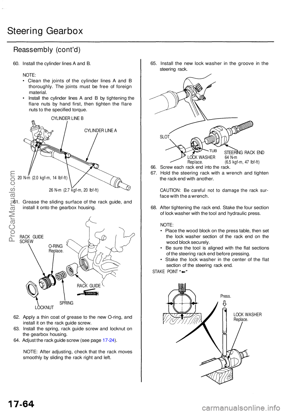 ACURA TL 1995 Service Repair Manual Steering Gearbo x
Reassembl y (cont'd )
60. Instal l th e cylinde r line s A an d B .
NOTE :
• Clea n th e joint s o f th e cylinde r line s A an d B
thoroughly . Th e joint s mus t b e fre e ACURA TL 1995 Service Repair Manual Steering Gearbo x
Reassembl y (cont'd )
60. Instal l th e cylinde r line s A an d B .
NOTE :
• Clea n th e joint s o f th e cylinde r line s A an d B
thoroughly . Th e joint s mus t b e fre e