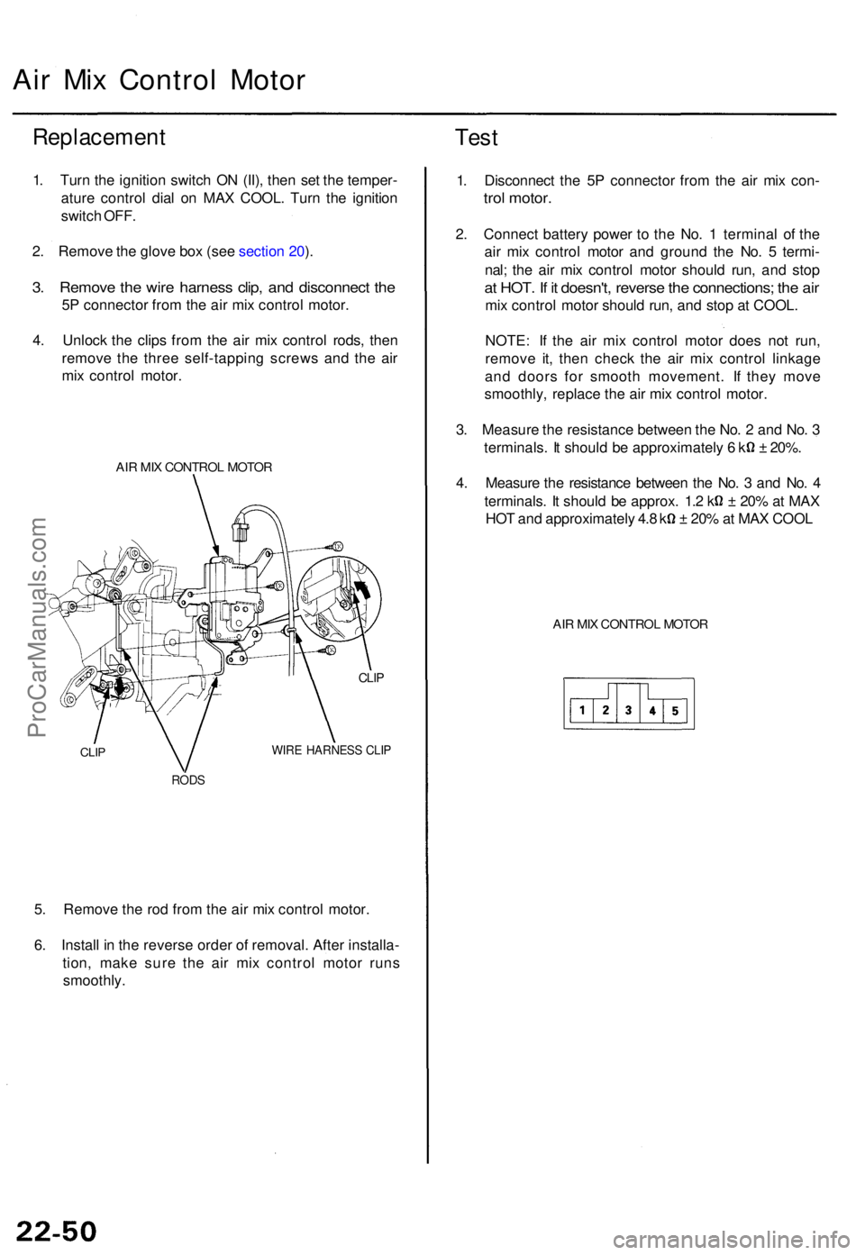 ACURA TL 1995 Service Repair Manual Air Mi x Contro l Moto r
Replacemen t
1. Tur n th e ignitio n switc h O N (II) , the n se t th e temper -
atur e contro l dia l o n MA X COOL . Tur n th e ignitio n
switc h OFF .
2 . Remov e th e glov ACURA TL 1995 Service Repair Manual Air Mi x Contro l Moto r
Replacemen t
1. Tur n th e ignitio n switc h O N (II) , the n se t th e temper -
atur e contro l dia l o n MA X COOL . Tur n th e ignitio n
switc h OFF .
2 . Remov e th e glov