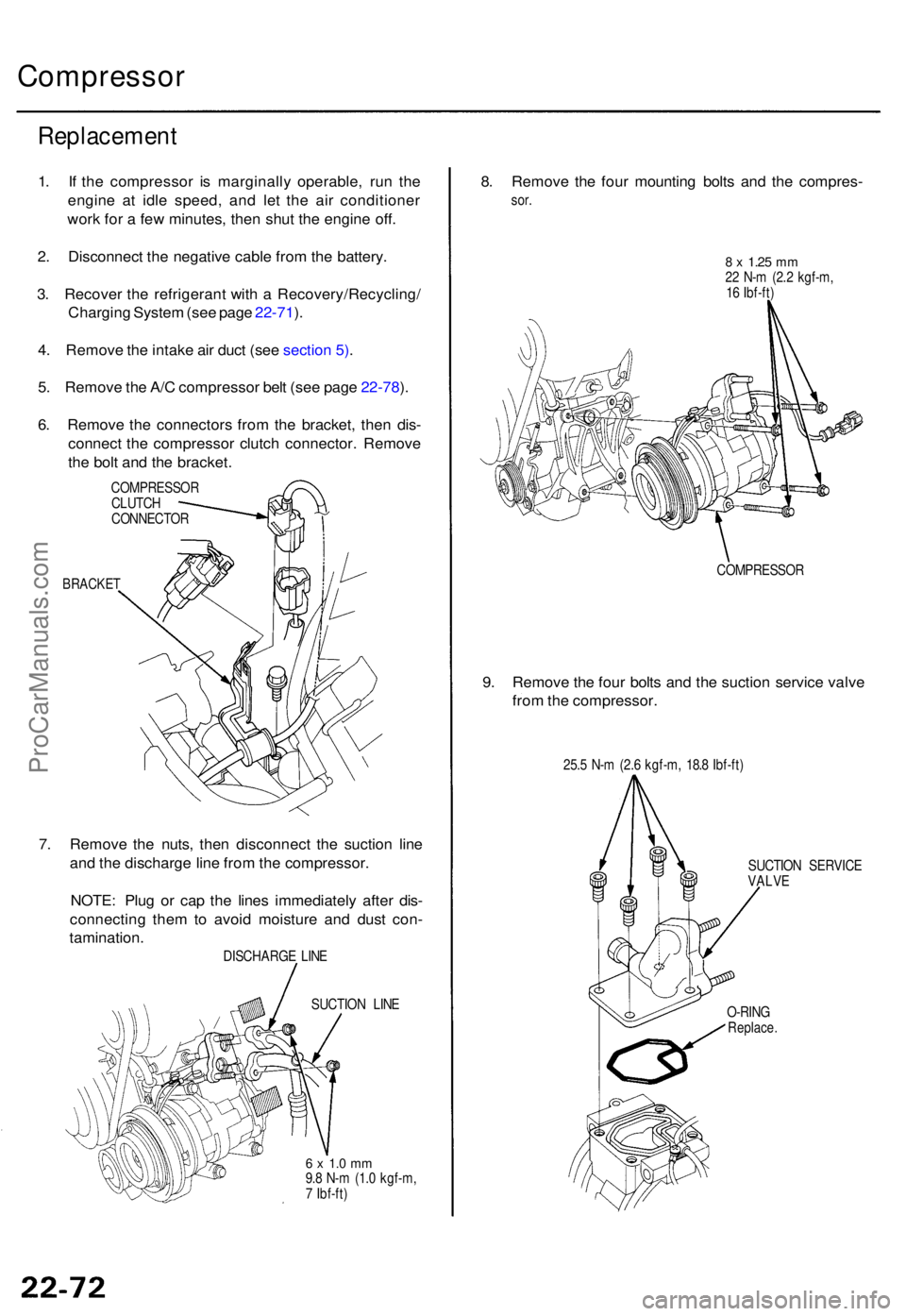 ACURA TL 1995 Service Repair Manual Compressor
Replacemen t
1. I f th e compresso r i s marginall y operable , ru n th e
engin e a t idl e speed , an d le t th e ai r conditione r
wor k fo r a fe w minutes , the n shu t th e engin e of ACURA TL 1995 Service Repair Manual Compressor
Replacemen t
1. I f th e compresso r i s marginall y operable , ru n th e
engin e a t idl e speed , an d le t th e ai r conditione r
wor k fo r a fe w minutes , the n shu t th e engin e of