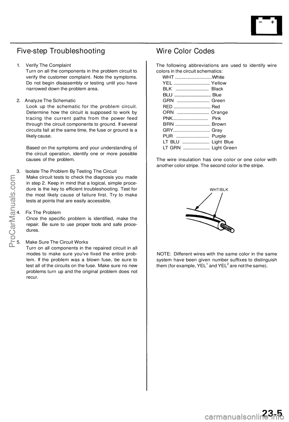 ACURA TL 1995 Service Repair Manual
Five-step Troubleshooting
1. Verify The Complaint
Turn on all the components in the problem circuit to
verify the customer complaint. Note the symptoms.
Do not begin disassembly or testing until ACURA TL 1995 Service Repair Manual
Five-step Troubleshooting
1. Verify The Complaint
Turn on all the components in the problem circuit to
verify the customer complaint. Note the symptoms.
Do not begin disassembly or testing until