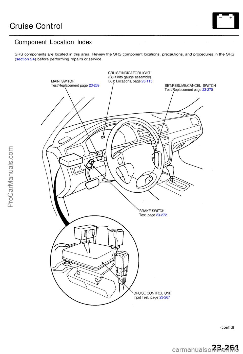 ACURA TL 1995  Service Repair Manual Cruise Contro l
Componen t Locatio n Inde x
SRS component s ar e locate d in  thi s area . Revie w th e SR S componen t locations , precautions , an d procedure s i n  th e SR S
(sectio n 24 ) befor e