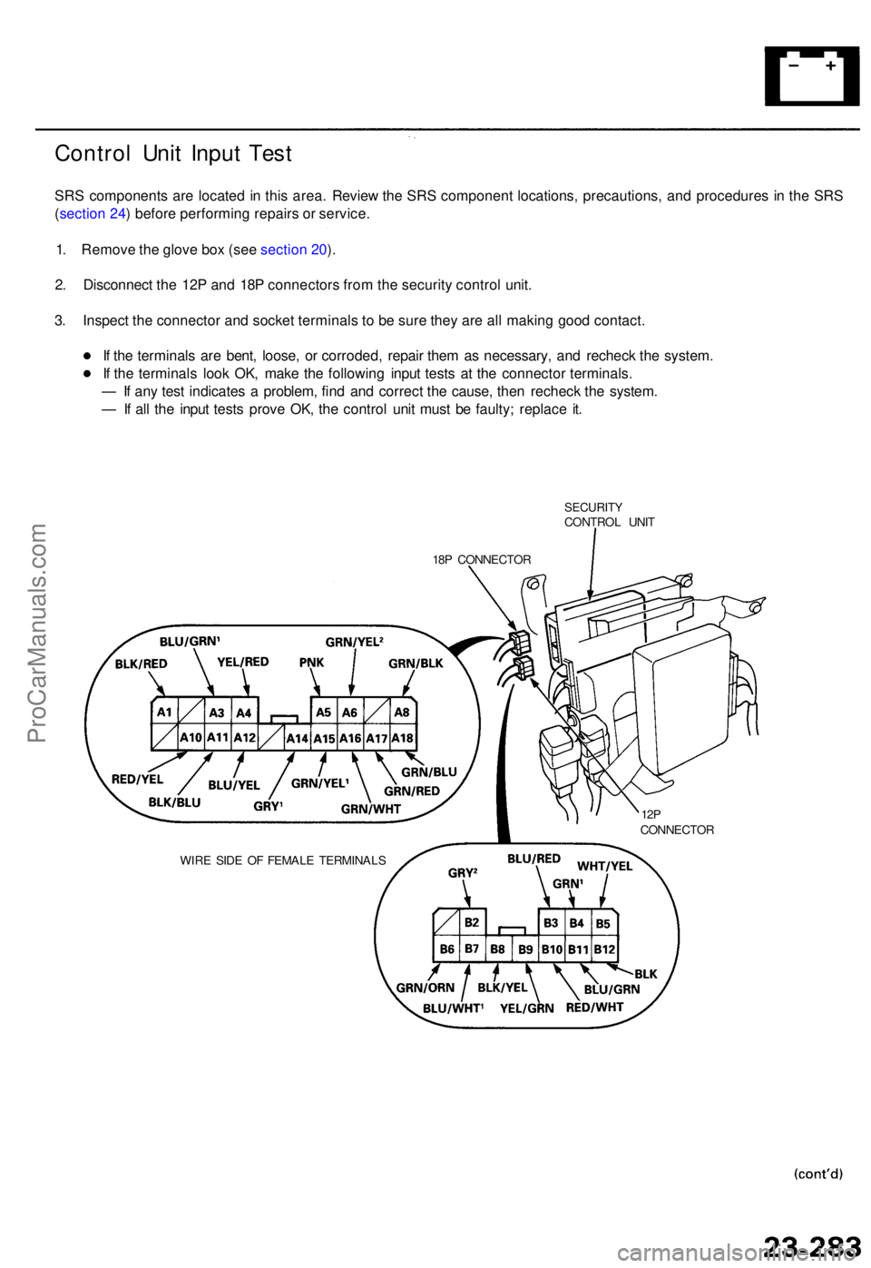 ACURA TL 1995 Service Repair Manual Control Uni t Inpu t Tes t
SRS component s ar e locate d in thi s area . Revie w th e SR S componen t locations , precautions , an d procedure s i n th e SR S
( sectio n 24 ) befor e performin g rep ACURA TL 1995 Service Repair Manual Control Uni t Inpu t Tes t
SRS component s ar e locate d in thi s area . Revie w th e SR S componen t locations , precautions , an d procedure s i n th e SR S
( sectio n 24 ) befor e performin g rep