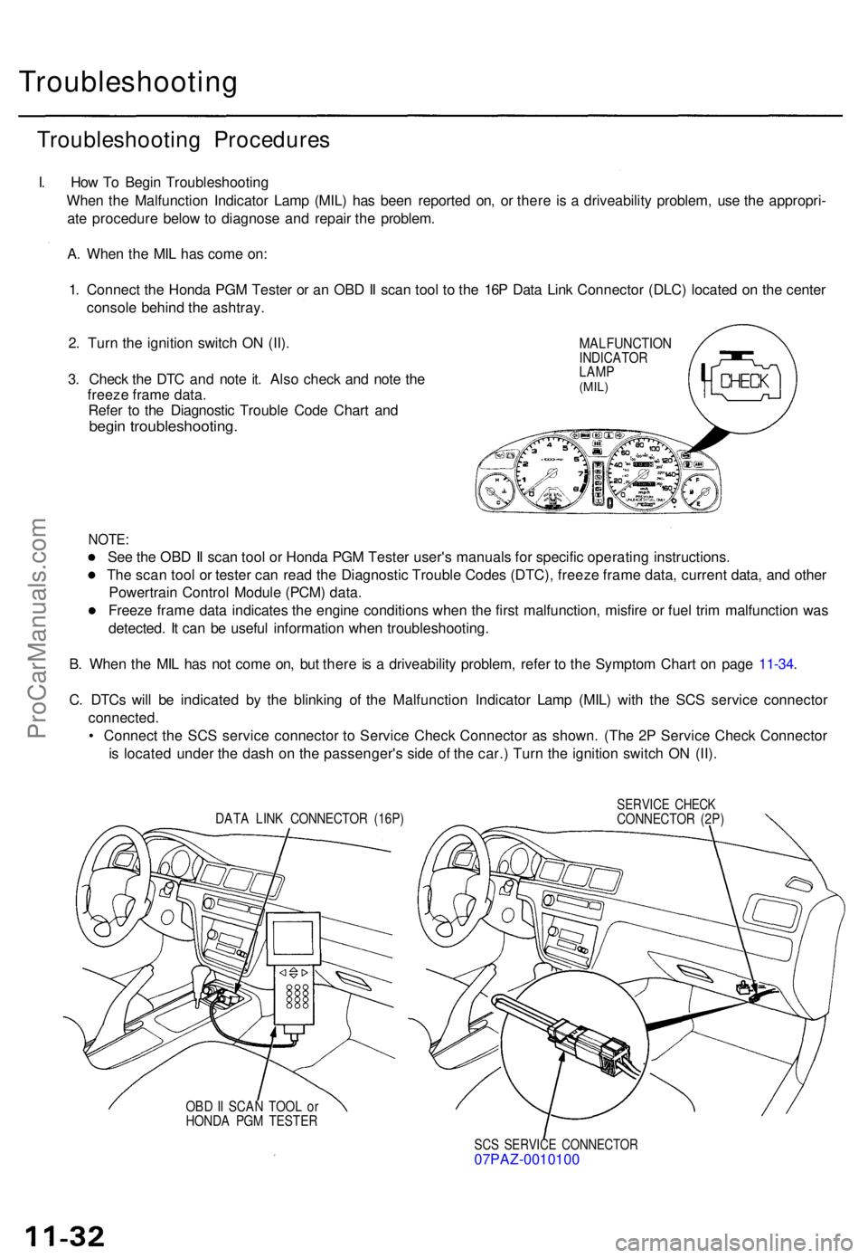 ACURA TL 1995 Service Repair Manual Troubleshooting
Troubleshooting Procedure s
I. Ho w T o Begi n Troubleshootin g
Whe n th e Malfunctio n Indicato r Lam p (MIL ) ha s bee n reporte d on , o r ther e i s a driveabilit y problem , us ACURA TL 1995 Service Repair Manual Troubleshooting
Troubleshooting Procedure s
I. Ho w T o Begi n Troubleshootin g
Whe n th e Malfunctio n Indicato r Lam p (MIL ) ha s bee n reporte d on , o r ther e i s a driveabilit y problem , us