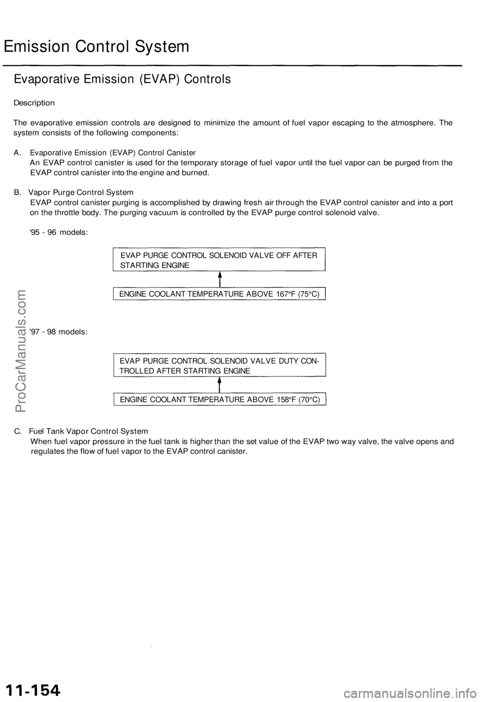 ACURA TL 1995 Service Repair Manual
Emission Control System
Evaporative Emission (EVAP) Controls
Description
The evaporative emission controls are designed to minimize the amount of fuel vapor escaping to the atmosphere. The
system ACURA TL 1995 Service Repair Manual
Emission Control System
Evaporative Emission (EVAP) Controls
Description
The evaporative emission controls are designed to minimize the amount of fuel vapor escaping to the atmosphere. The
system