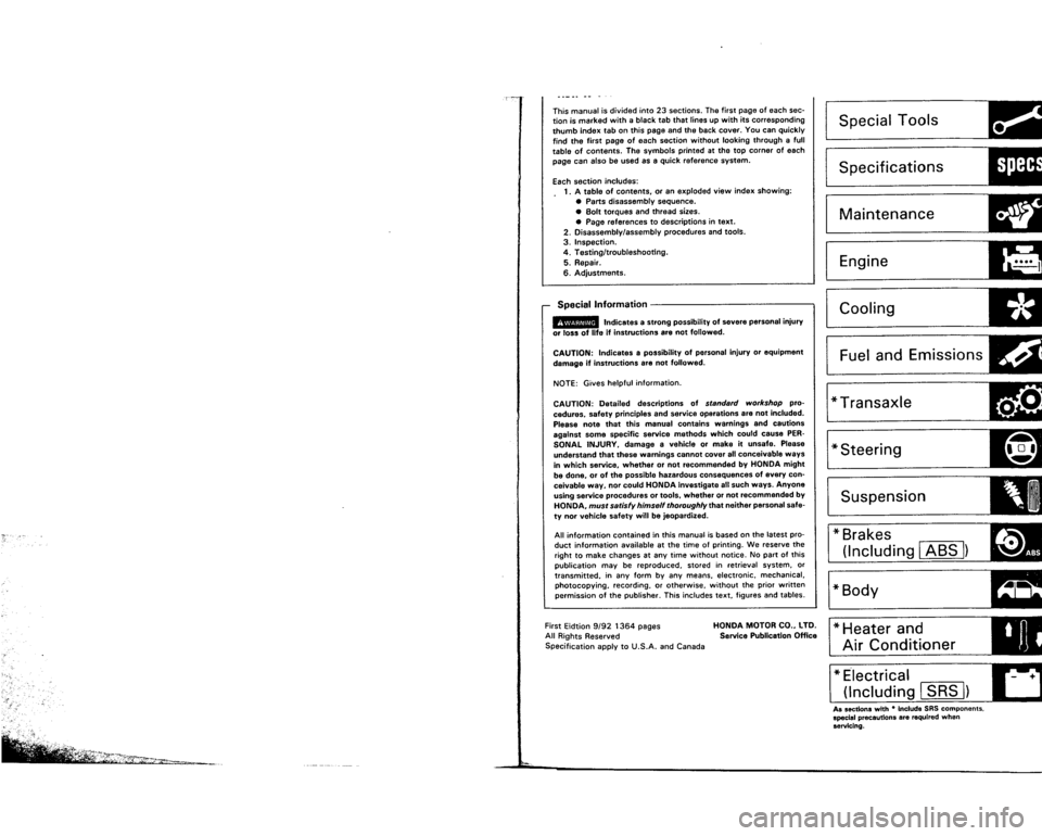 ACURA VIGOR 1993  Service Repair Manual 