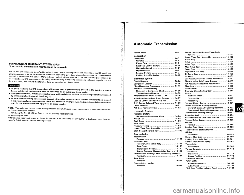 ACURA VIGOR 1993 Service Repair Manual ACURA VIGOR 1993 Service Repair Manual