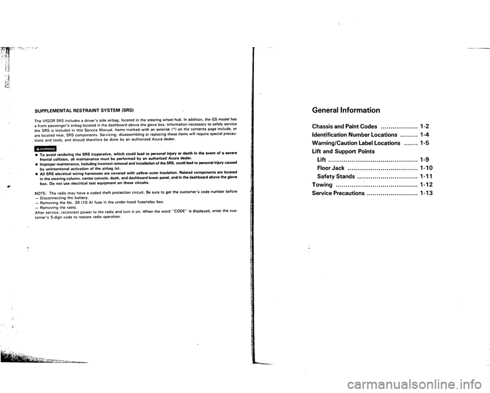 ACURA VIGOR 1993  Service Repair Manual 