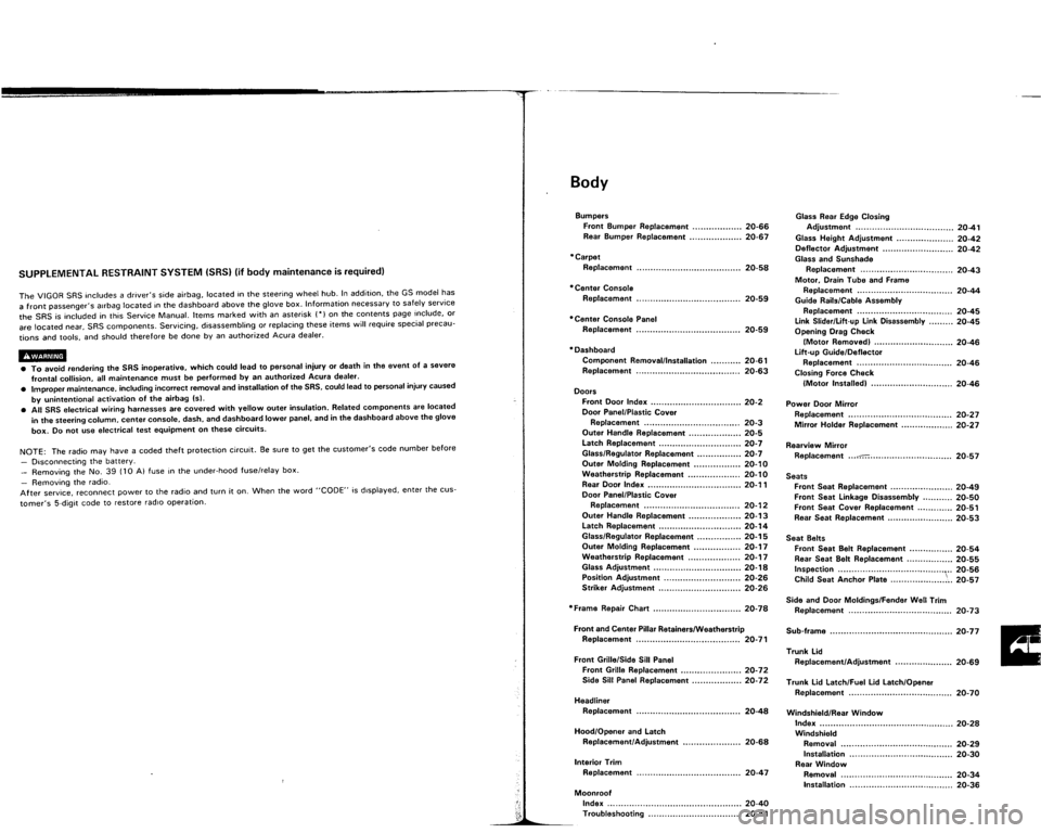 ACURA VIGOR 1993 Service Repair Manual ACURA VIGOR 1993 Service Repair Manual