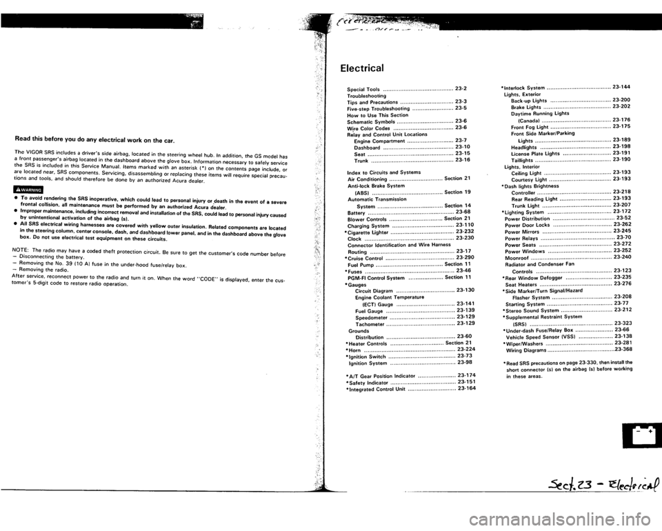 ACURA VIGOR 1993  Service Repair Manual 