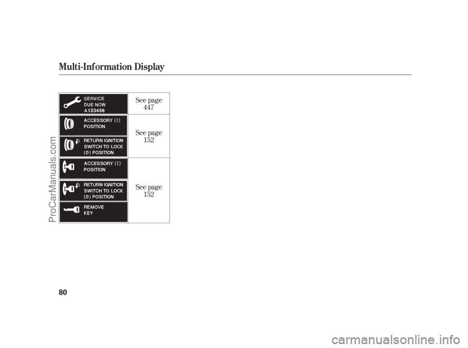ACURA RL 2011 Owners Manual See page152
See page 152
See page
447
Multi-Inf ormation Display
80
10/08/04 18:55:54 31SJA660_085
ProCarManuals.com 