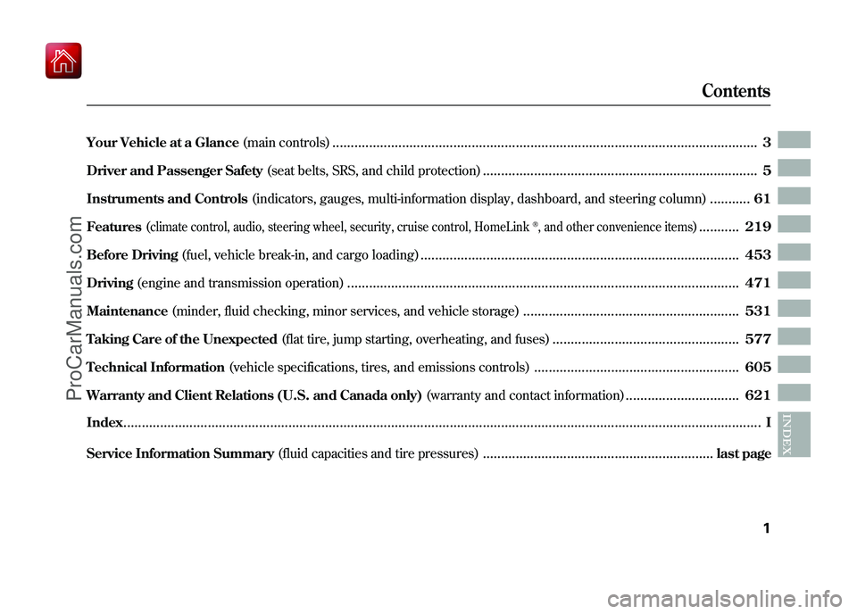 ACURA ZDX 2010  Owners Manual Your Vehicle at a Glance(main controls)
....................................................................................................................
3
Driver and Passenger Safety (seat belts, 