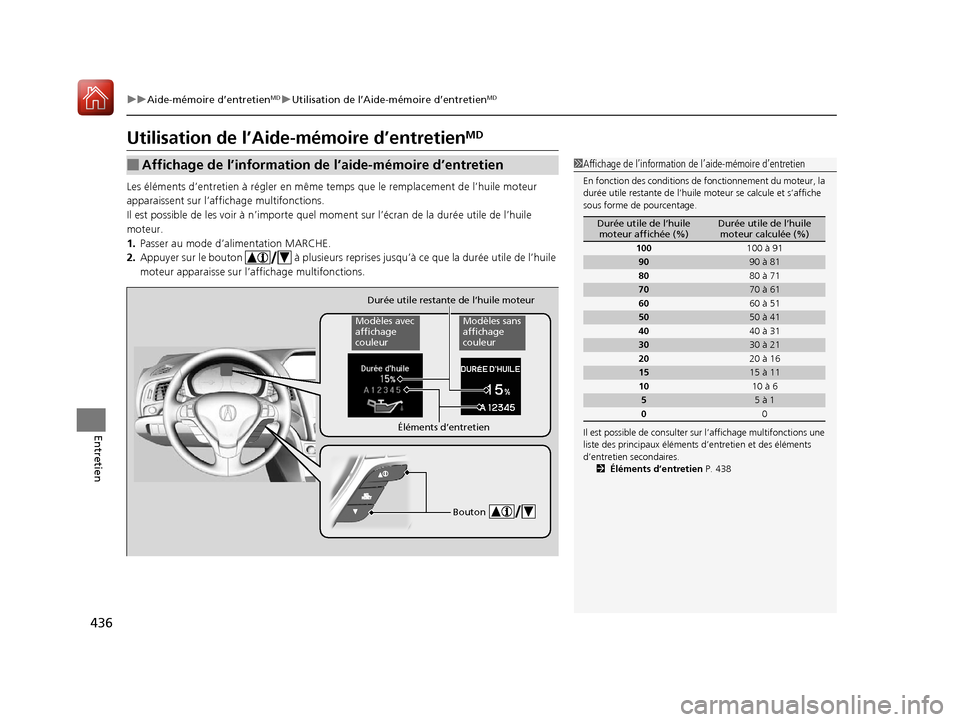 Acura ILX 2018 Manuel du propriétaire (in French) 436
uuAide-mémoire d’entretienMDuUtilisation de l’Aide-mémoire d’entretienMD
Entretien
Utilisation de l’Aide-mémoire d’entretienMD
Les éléments d’entretien à régler en même te mps Acura ILX 2018 Manuel du propriétaire (in French) 436
uuAide-mémoire d’entretienMDuUtilisation de l’Aide-mémoire d’entretienMD
Entretien
Utilisation de l’Aide-mémoire d’entretienMD
Les éléments d’entretien à régler en même te mps