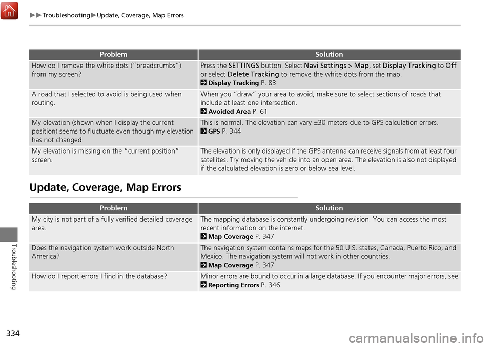 Acura MDX 2017 Navigation Manual 334
TroubleshootingUpdate, Coverage, Map Errors
Troubleshooting
Update, Coverage, Map Errors
How do I remove the white dots (“breadcrumbs”)
from my screen?Press the SETTINGS button. Sele Acura MDX 2017 Navigation Manual 334
TroubleshootingUpdate, Coverage, Map Errors
Troubleshooting
Update, Coverage, Map Errors
How do I remove the white dots (“breadcrumbs”)
from my screen?Press the SETTINGS button. Sele