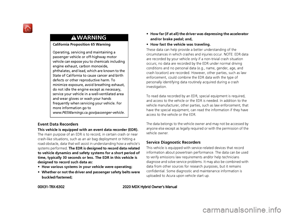 Acura MDX HYBRID 2020  Owners Manual 