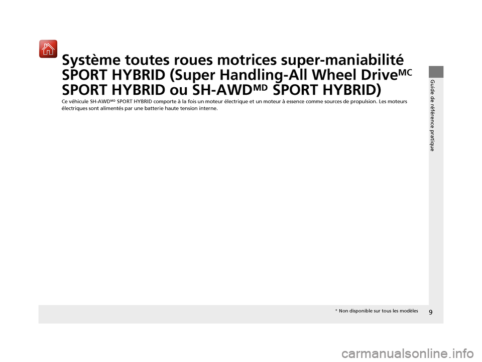 Acura MDX Hybrid 2017 Manuel du propriétaire (in French) 9
Guide de référence pratique
Système toutes roues motrices super-maniabilité
SPORT HYBRID (Super Handling-All Wheel Drive
MC
SPORT HYBRID ou SH-AWD M SPORT HYBRID)
Ce véhicule SH-AWDM SPORT HY Acura MDX Hybrid 2017 Manuel du propriétaire (in French) 9
Guide de référence pratique
Système toutes roues motrices super-maniabilité
SPORT HYBRID (Super Handling-All Wheel Drive
MC
SPORT HYBRID ou SH-AWD M SPORT HYBRID)
Ce véhicule SH-AWDM SPORT HY