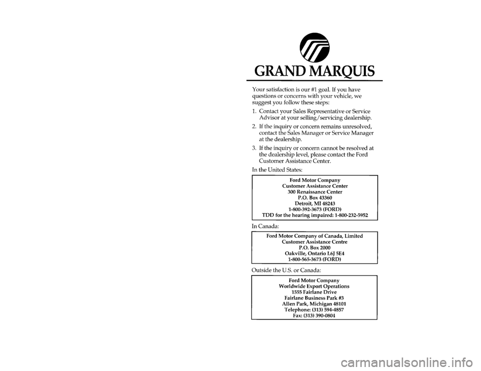 Mercury Grand Marquis 1997  Owners Manuals 