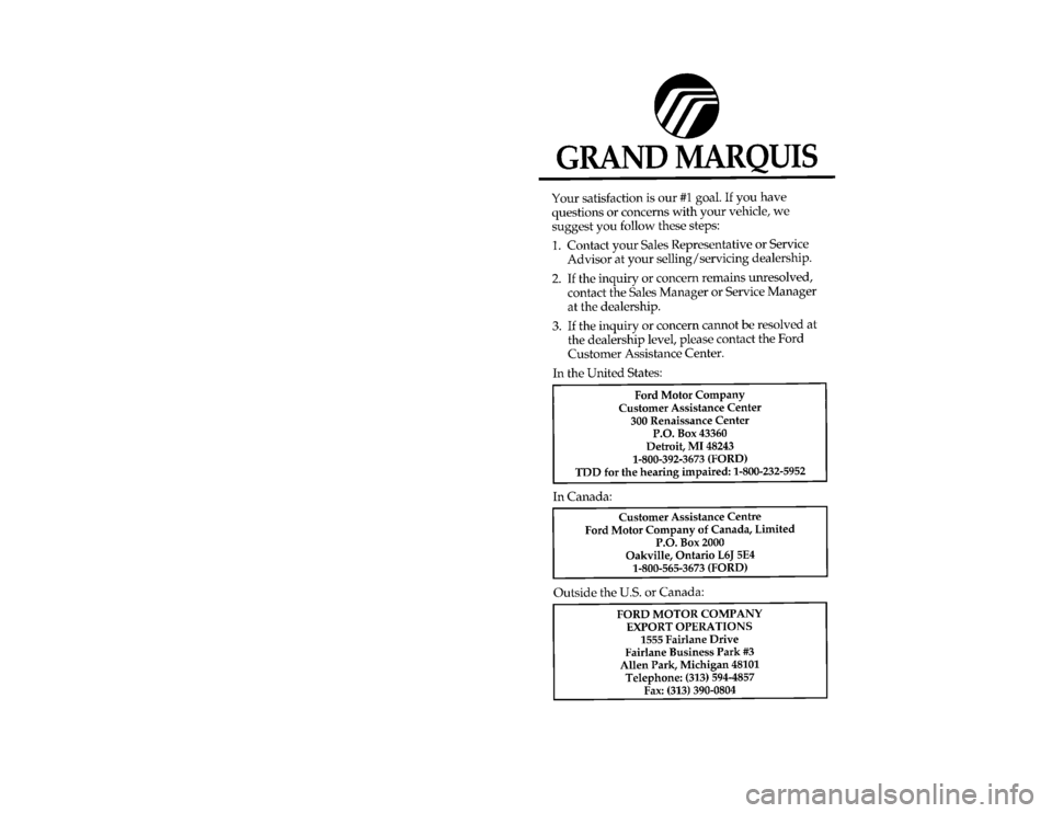 Mercury Grand Marquis 1996  Owners Manuals 