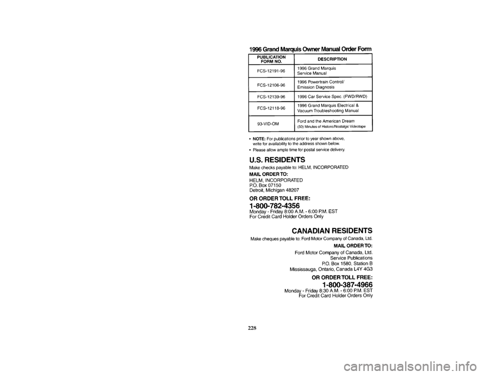 Mercury Grand Marquis 1996  Owners Manuals 228 % [AC02700( G )12/94]
thirty-six pica chart:0011329-A
File:rcacg.ex
Update:Tue Jan 30 08:03:11 1996 