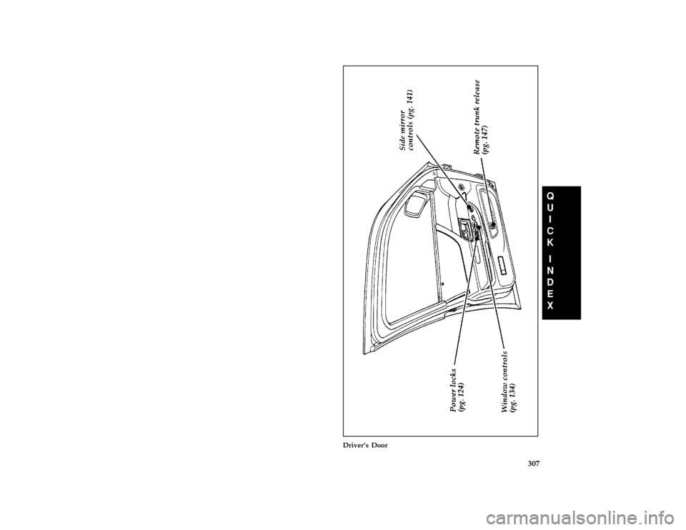 Mercury Grand Marquis 1996  Owners Manuals 307 [QI03700( G )05/95]
full page art:0011133-D
Drivers Door
File:rcqig.ex
Update:Tue Jan 30 07:49:09 1996 