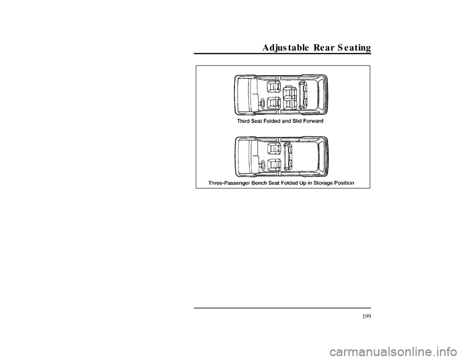 Mercury Villager 1997  Owners Manuals Adjustable Rear Seating
199
[RR10100(ALL)01/93]
17-1/2 pica
art:0040161-AFile:07vxrrn.ex
Update:Thu May 30 09:53:21 1996 
