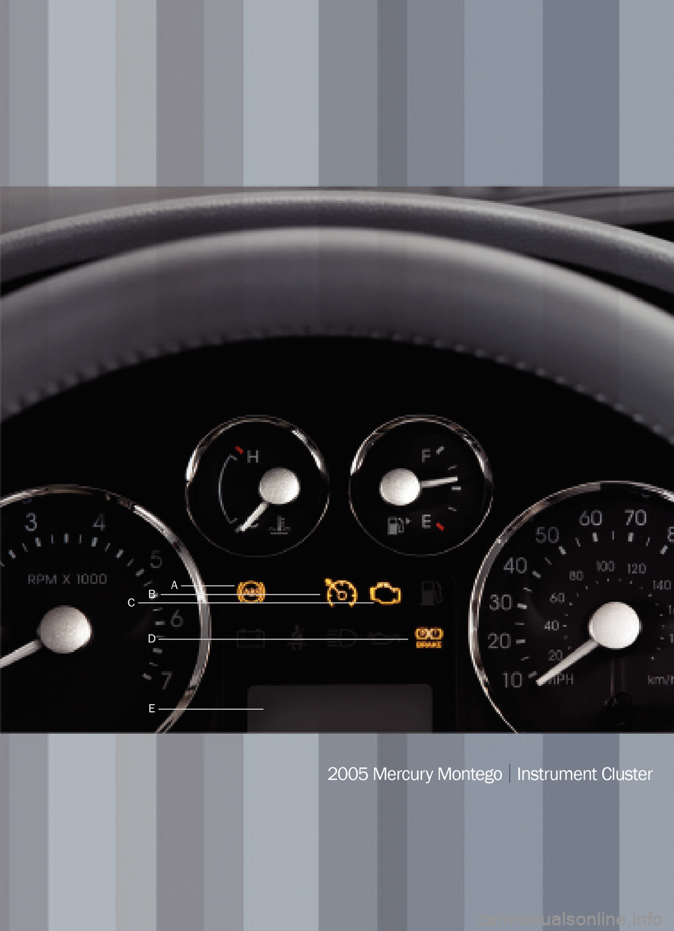 Mercury Montego 2005  Quick Reference Guide 2005 Mercury Montego|Instrument Cluster
A
E
DB
C 