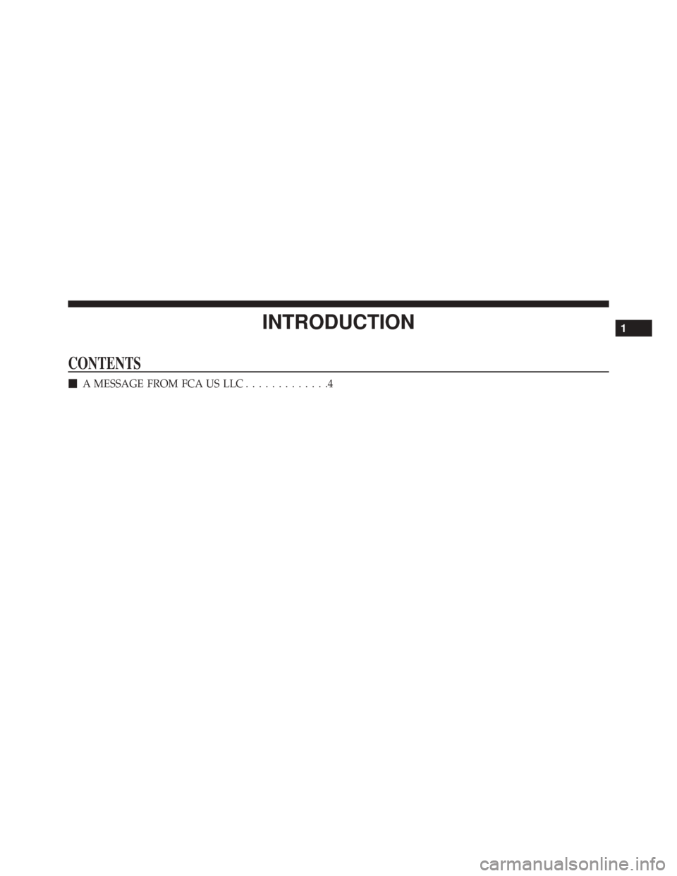 Ram ProMaster 2016  Diesel Supplement INTRODUCTION
CONTENTS
A MESSAGE FROM FCA US LLC .............4
1 