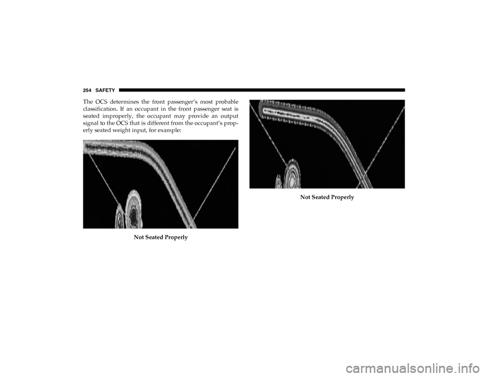 Ram 1500 2020 Owners Manual 254 SAFETY
The OCS determines the front passenger’s most probable
classification. If an occupant in the front passenger seat is
seated improperly, the occupant may provide an Ram 1500 2020 Owners Manual 254 SAFETY
The OCS determines the front passenger’s most probable
classification. If an occupant in the front passenger seat is
seated improperly, the occupant may provide an