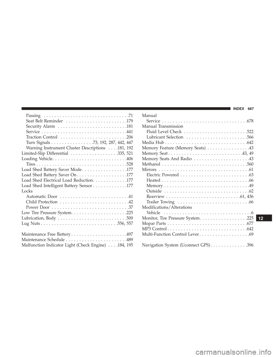 Ram 1500 2019 Service Manual Passing................................71
Seat Belt Reminder ...................... .179
Security Alarm ......................... .181
Service ............................... .441
Traction Control ...