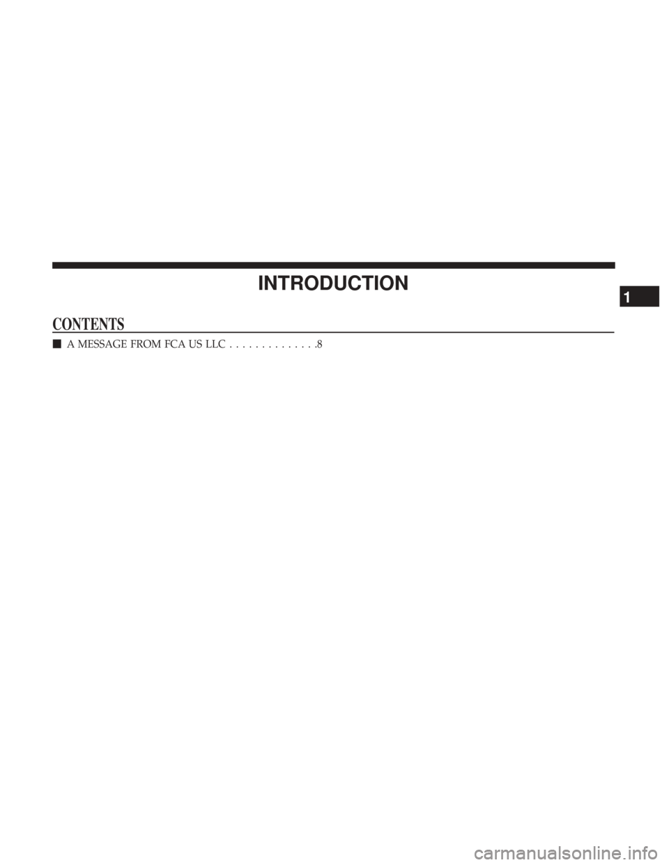 Ram 1500 2017  Diesel Supplement INTRODUCTION
CONTENTS
A MESSAGE FROM FCA US LLC ..............8
1 