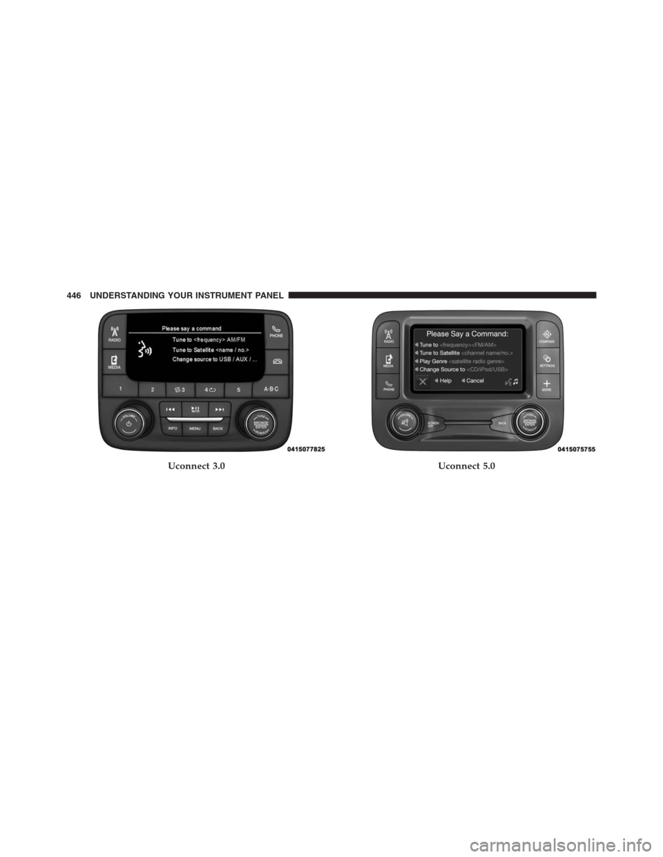 Ram 1500 2016 Owners Manual Uconnect 3.0Uconnect 5.0
446 UNDERSTANDING YOUR INSTRUMENT PANEL Ram 1500 2016 Owners Manual Uconnect 3.0Uconnect 5.0
446 UNDERSTANDING YOUR INSTRUMENT PANEL