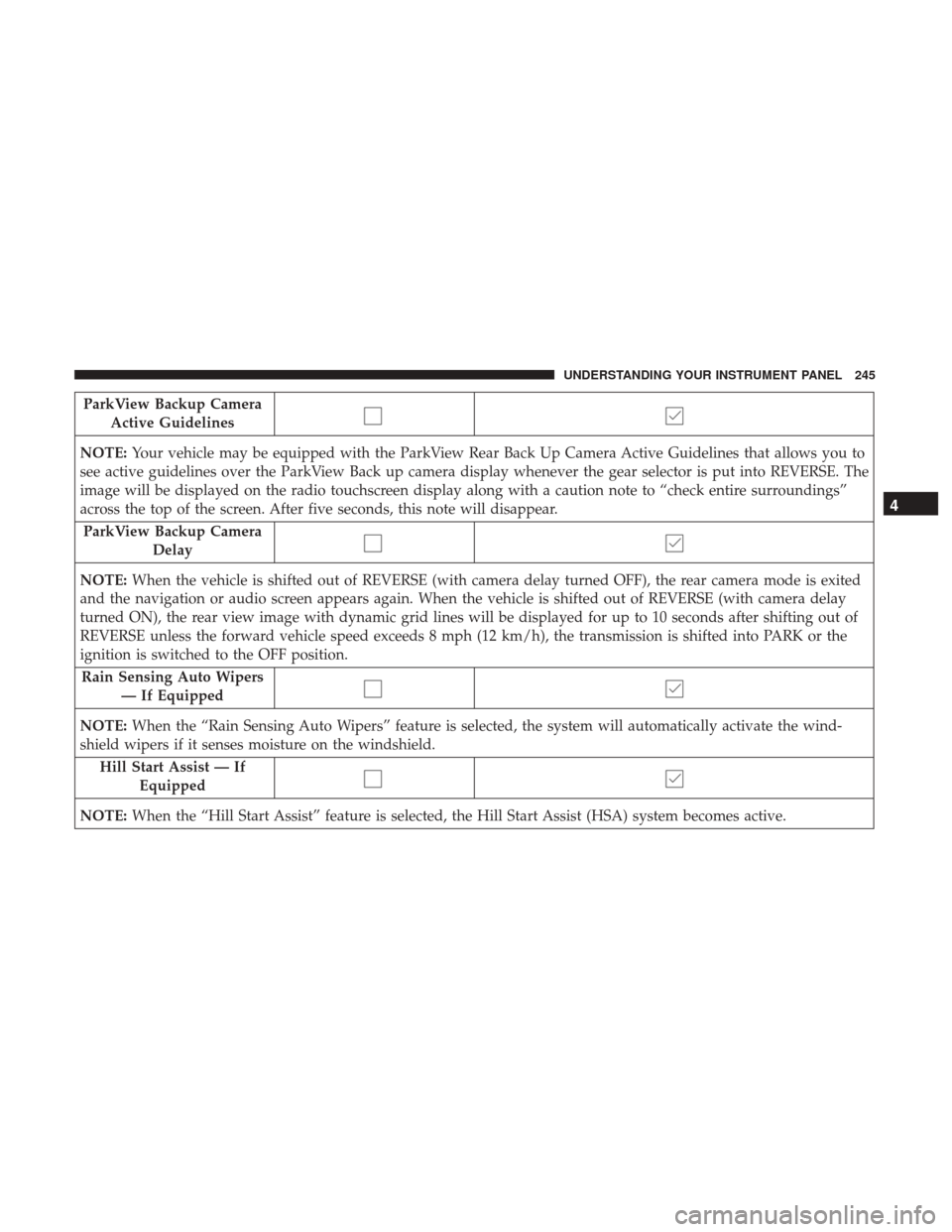 Ram 5500 Chassis Cab 2017  Owners Manual ParkView Backup CameraActive Guidelines
NOTE: Your vehicle may be equipped with the ParkView Rear Back Up Camera Active Guidelines that allows you to
see active guidelines over the ParkView Back up ca