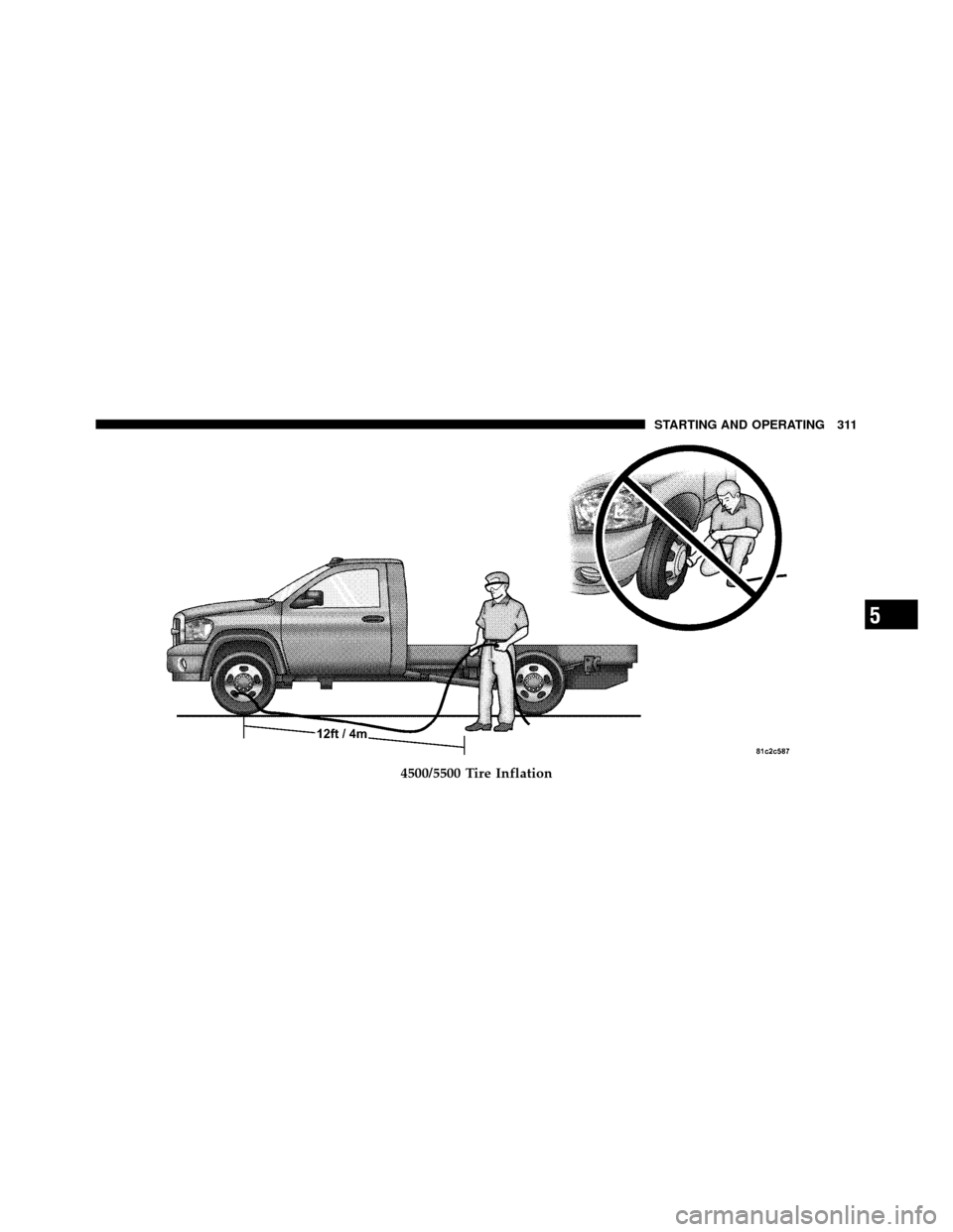 Ram 5500 Chassis Cab 2011  Owners Manual 4500/5500 Tire Inflation
5
STARTING AND OPERATING 311 
