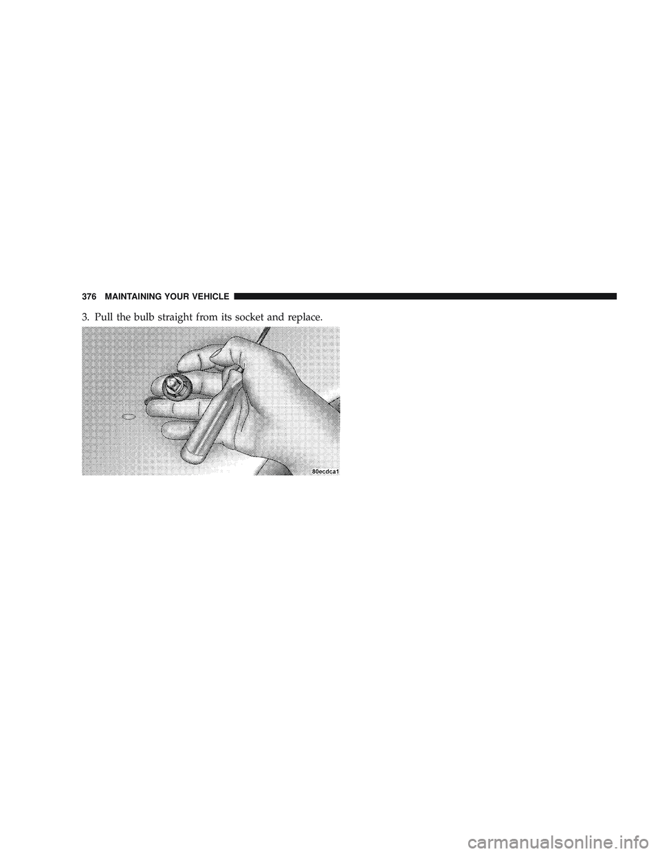 RAM CHASSIS CAB 2009 User Guide 3. Pull the bulb straight from its socket and replace.
376 MAINTAINING YOUR VEHICLE 