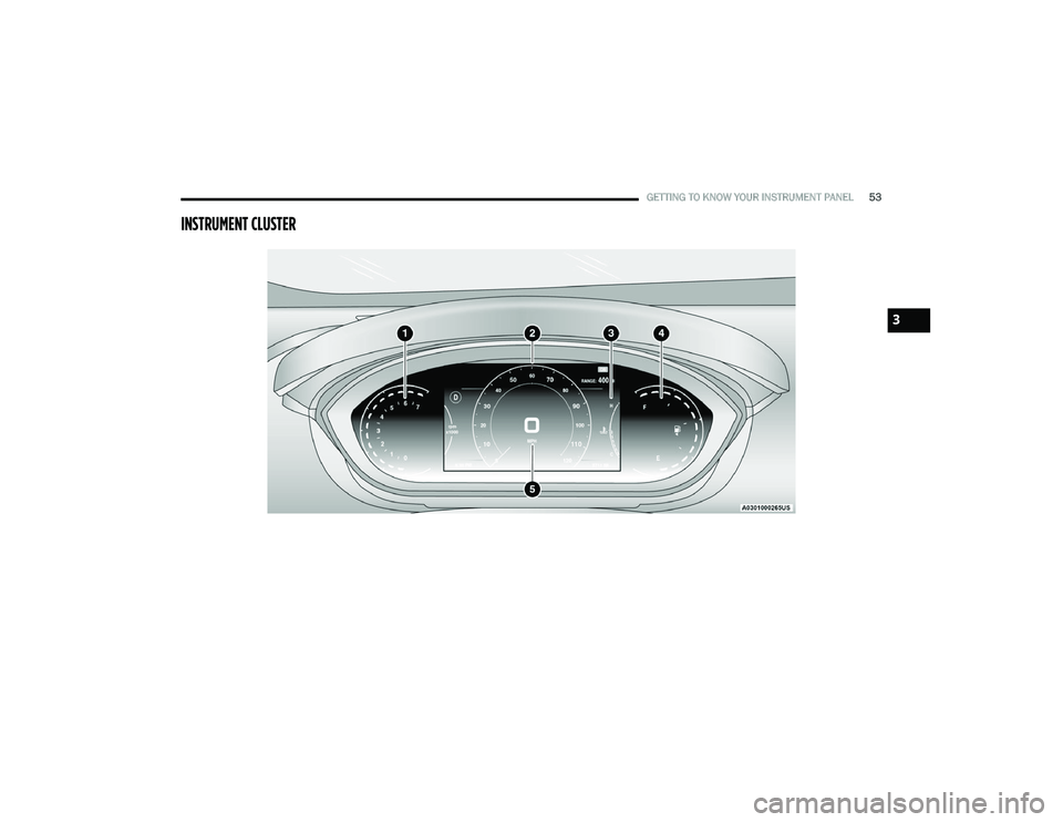 RAM PROMASTER 2022 Workshop Manual
GETTING TO KNOW YOUR INSTRUMENT PANEL53
INSTRUMENT CLUSTER
3
22_VF_OM_EN_USC_t.book Page 53 RAM PROMASTER 2022 Workshop Manual
GETTING TO KNOW YOUR INSTRUMENT PANEL53
INSTRUMENT CLUSTER
3
22_VF_OM_EN_USC_t.book Page 53
