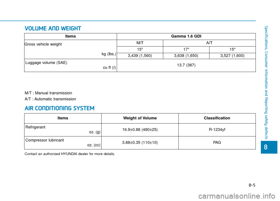 Hyundai Accent 2019 Owners Manual 8-5
88
Specifications, Consumer information and Reporting safety defectsV
VO
O L
LU
U M
M E
E
A
A N
N D
D
W
W E
EI
IG
G H
H T
T
A
A I
IR
R
C
C O
O N
ND
DI
IT
T I
IO
O N
NI
IN
N G
G
S
S Y
Y S
Hyundai Accent 2019 Owners Manual 8-5
88
Specifications, Consumer information and Reporting safety defectsV
VO
O L
LU
U M
M E
E
A
A N
N D
D
W
W E
EI
IG
G H
H T
T
A
A I
IR
R
C
C O
O N
ND
DI
IT
T I
IO
O N
NI
IN
N G
G
S
S Y
Y S