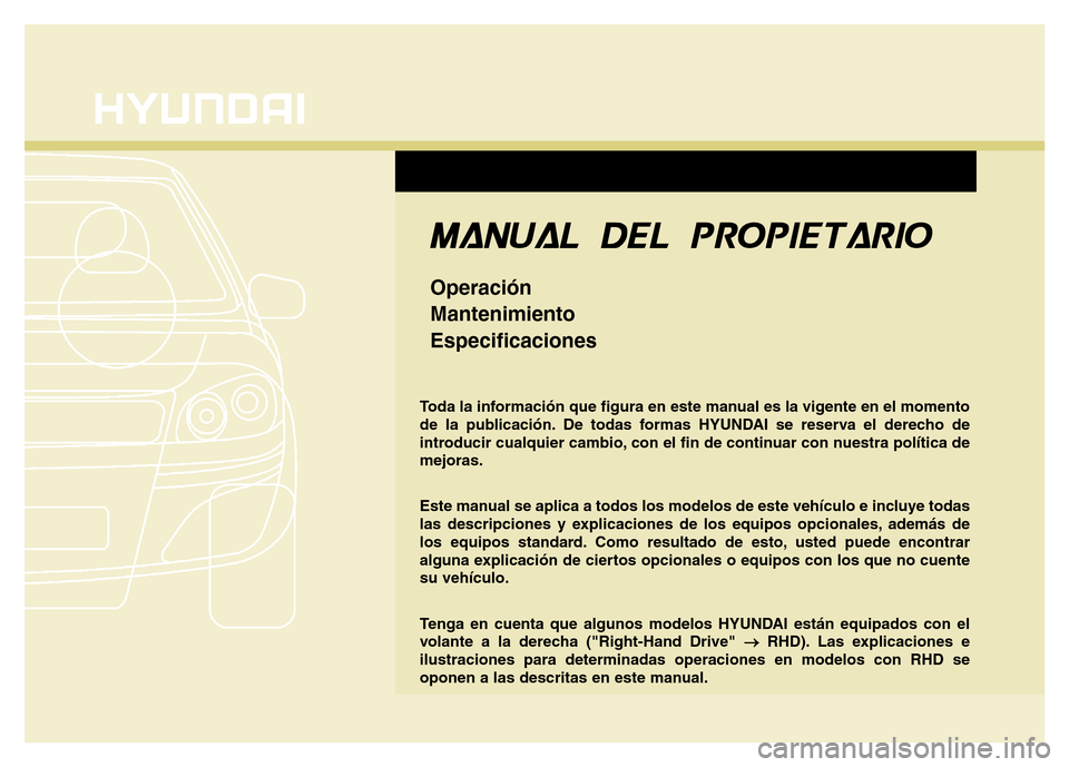 Hyundai Accent 2016  Manual del propietario (i25) (in Spanish) F1
Toda la información que figura en este manual es la vigente en el momento
de la publicación. De todas formas HYUNDAI se reserva el derecho de
introducir cualquier cambio, con el fin de continuar 