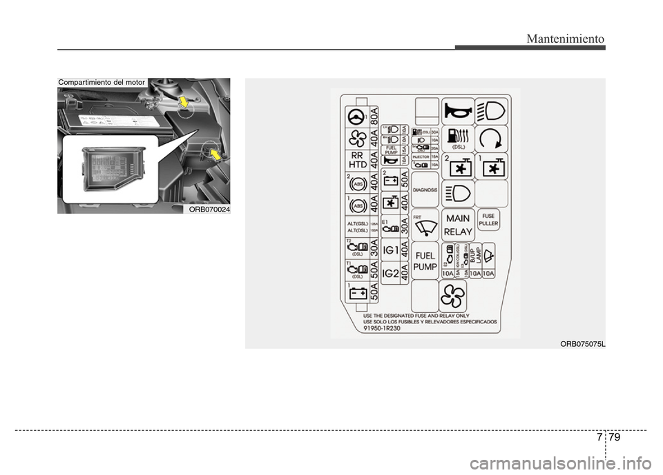 Hyundai Accent 2015 Manual del propietario (i25) (in Spanish) 779
Mantenimiento
ORB070024
Compartimiento del motor
ORB075075L Hyundai Accent 2015 Manual del propietario (i25) (in Spanish) 779
Mantenimiento
ORB070024
Compartimiento del motor
ORB075075L