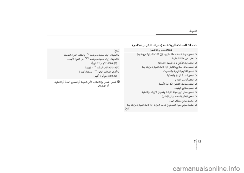 Hyundai Accent 2014 دليل المالك ةنايصلا
12
7
00E4 36001E00C80041 45000
)هب ةدونيfم ةرايسلا تناك نإ( ءاوهلا فظنم طغاض /دبرم صحفا o
ةيراطبلا ةلاح نم ققحتنين o
ا Hyundai Accent 2014 دليل المالك ةنايصلا
12
7
00E4 36001E00C80041 45000
)هب ةدونيfم ةرايسلا تناك نإ( ءاوهلا فظنم طغاض /دبرم صحفا o
ةيراطبلا ةلاح نم ققحتنين o
ا