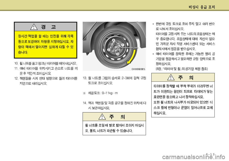 Hyundai Accent 2011.5 엑센트 RB - 사용 설명서 (in Korean) 6-1 3 Hyundai Accent 2011.5 엑센트 RB - 사용 설명서 (in Korean) 6-1 3