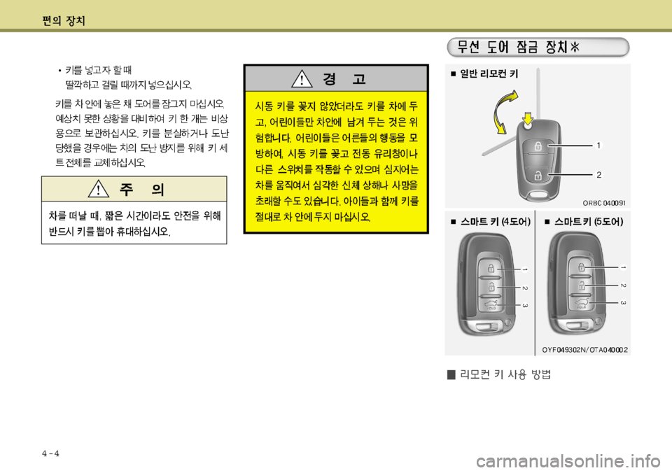 Hyundai Accent 2011.5 엑센트 RB - 사용 설명서 (in Korean) 4-4 Hyundai Accent 2011.5 엑센트 RB - 사용 설명서 (in Korean) 4-4